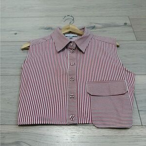 [Torn by Ronny Kobo] Red and White Striped Blouse | Vest